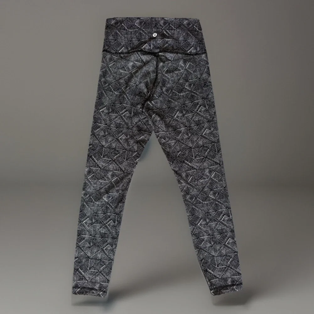 Lululemon Wunder Under 6 Luon Jacquard High‎ Rise Leggings Black White 25